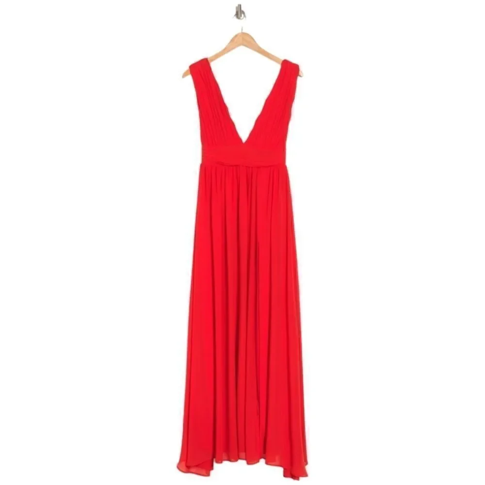 Love X Design Athen Plunging V-Neck Maxi Dress, Red, NWT - Picture 3 of 13